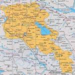 Harta Armeniei cu marile orașe în limba rusă